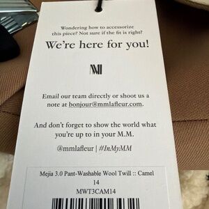 MM Lefleur Mejia Washable Wool Twill Camel Pants